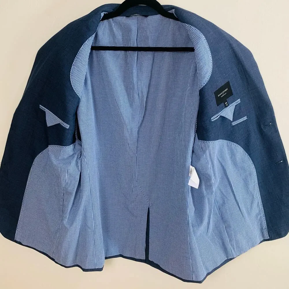 Banana Republic Tailored Slim Fit Blue Sport Coat Blazer 44R & Pants 34x32 Suit